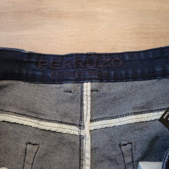Perruzo Skinny Fit Denim Men’s Jeans Size 34x30 Dark Wash - Picture 5 of 11